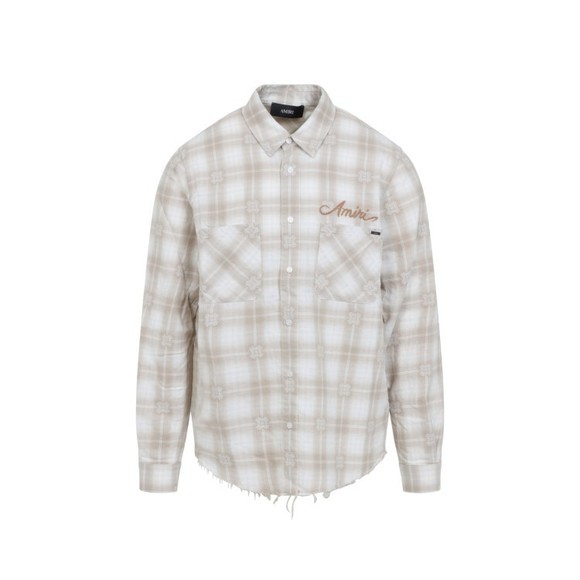 Amiri Light Camel Cotton Bleach Patch Flannel Bandana Shirt - NWT - Picture 1 of 4